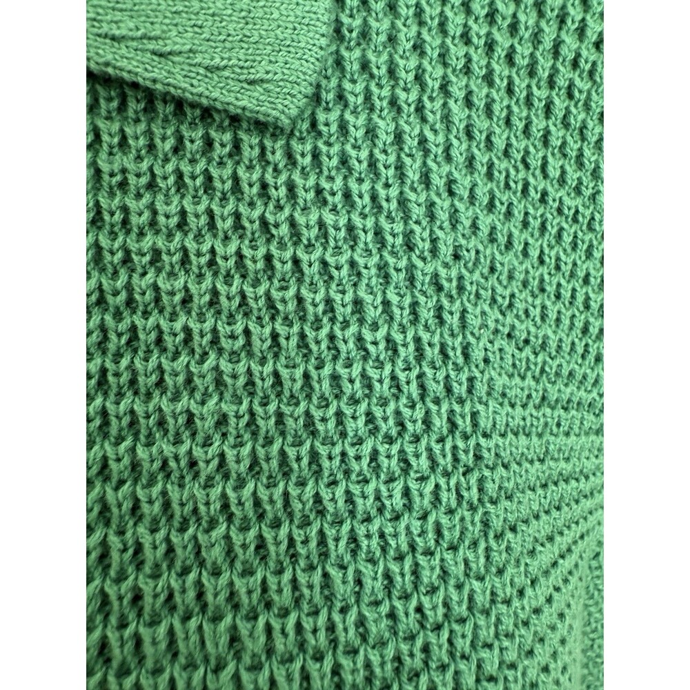 J. Jill Green Waffle Knit Collared Button Up Classic Cardigan Women's Size Med. - Picture 5 of 16